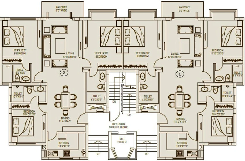 Floor Plan of Utkal Villas in Madhusudan Nagar, Bhubaneswar - Image 6809