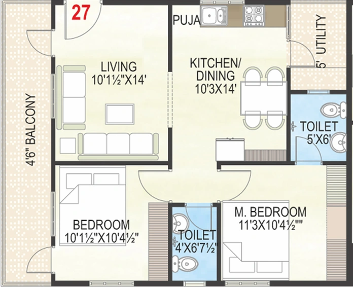 2 BHK Flat in MK Park in Kurmannapalem, Visakhapatnam - Image 489066