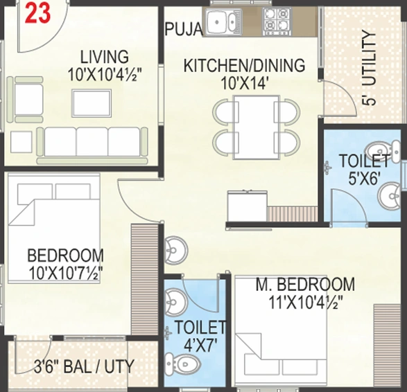 2 BHK Flat in MK Park in Kurmannapalem, Visakhapatnam - Image 489065