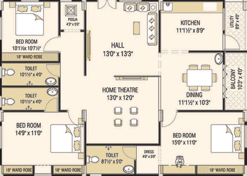 3 BHK Flat in Sardar Nest Sapphire in Gajuwaka, Visakhapatnam - Image 489421