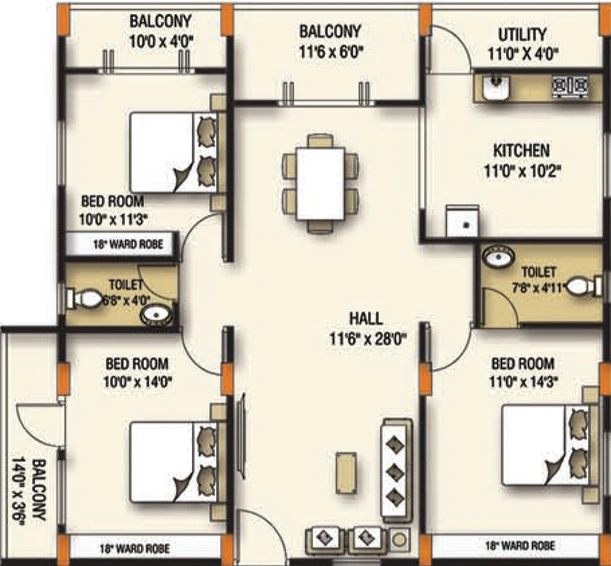 3 BHK Flat in Sardar Seshadri Elite in Atchutapuram, Visakhapatnam - Image 383987