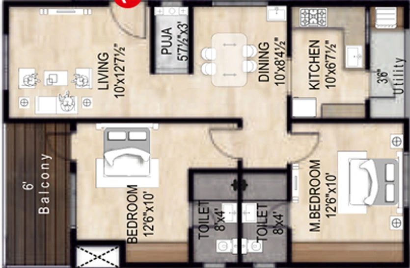 2 BHK Flat in MK Elite in Pothinamallayya Palem, Visakhapatnam - Image 489512