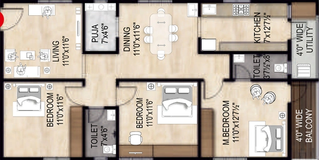 3 BHK Flat in MK Elite in Pothinamallayya Palem, Visakhapatnam - Image 489515