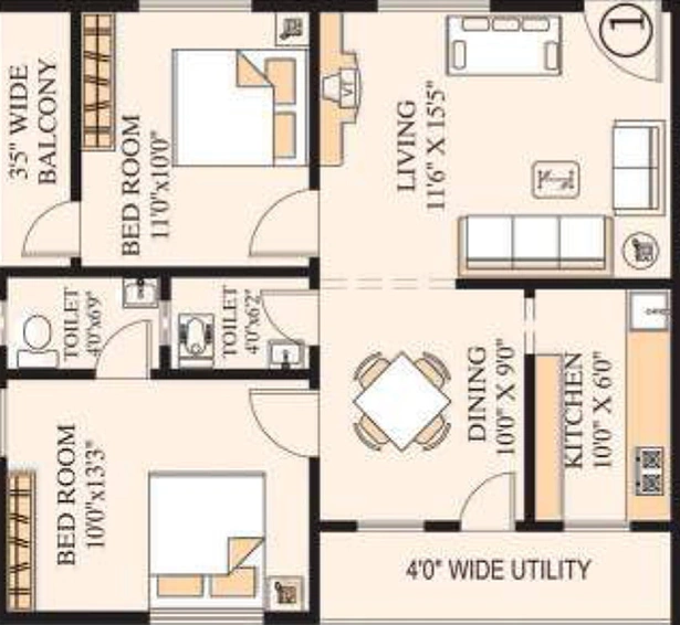 2 BHK Flat in Bhoomatha Sai Durga Enclave in Pothinamallayya Palem, Visakhapatnam - Image 489578