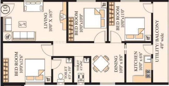 3 BHK Flat in Bhoomatha Sai Durga Enclave in Pothinamallayya Palem, Visakhapatnam - Image 489580