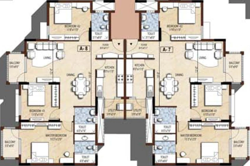 Floor Plan of Puravankara Bluemont in Singanallur, Coimbatore - Image 6450