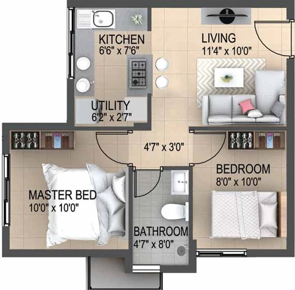2 BHK Flat in Casagrand Cosmos in Vellakinar, Coimbatore - Image 382338