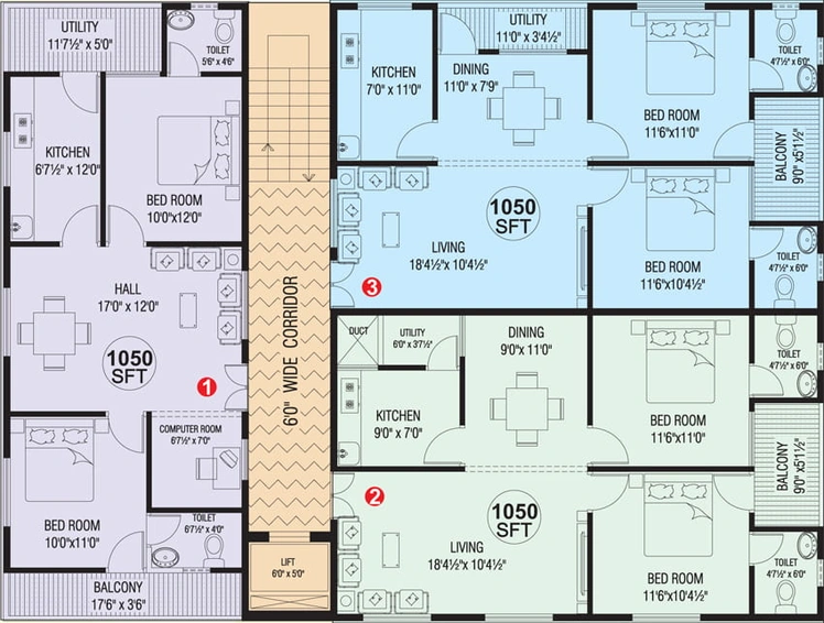 Floor Plan of Rohini Annapurna Heights in Madhavadhara, Visakhapatnam - Image 45721