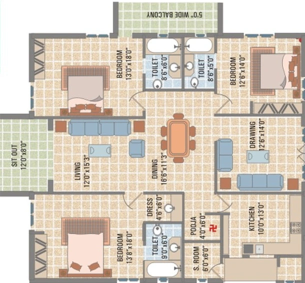 3 BHK Flat in Aditya Fortune Towers in Madhurawada, Visakhapatnam - Image 489795