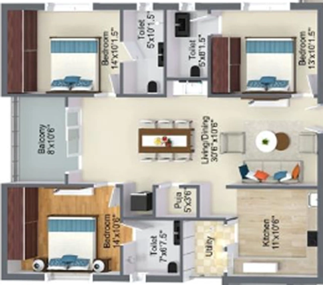 3 BHK Flat in Anvika Indraprastha in Nad Junction, Visakhapatnam - Image 489816