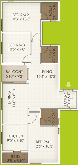 3 BHK Flat in Marutham Coconut Grove in Vellakinar, Coimbatore - Image 382552