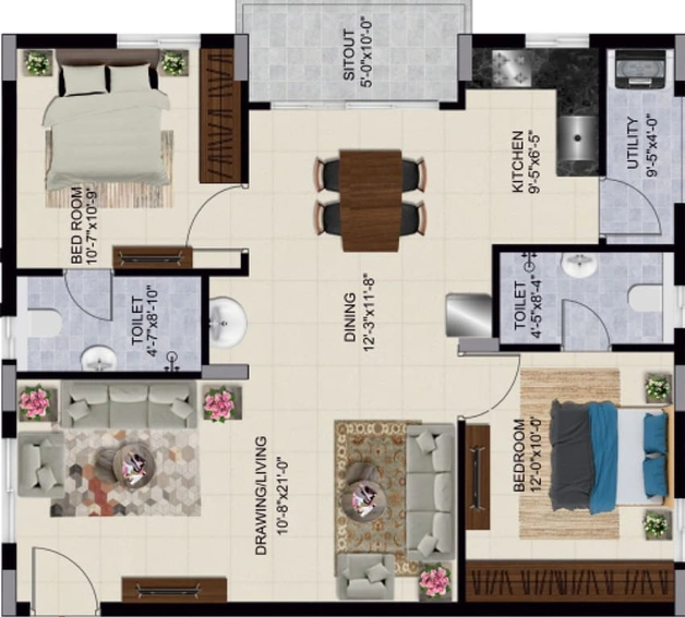 2 BHK Flat in Ramky One Krystal in Sheela Nagar, Visakhapatnam - Image 489888