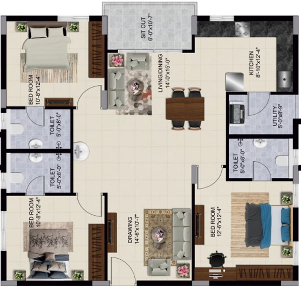 3 BHK Flat in Ramky One Krystal in Sheela Nagar, Visakhapatnam - Image 489890