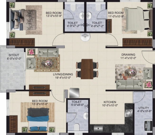 3 BHK Flat in Ramky One Krystal in Sheela Nagar, Visakhapatnam - Image 489889
