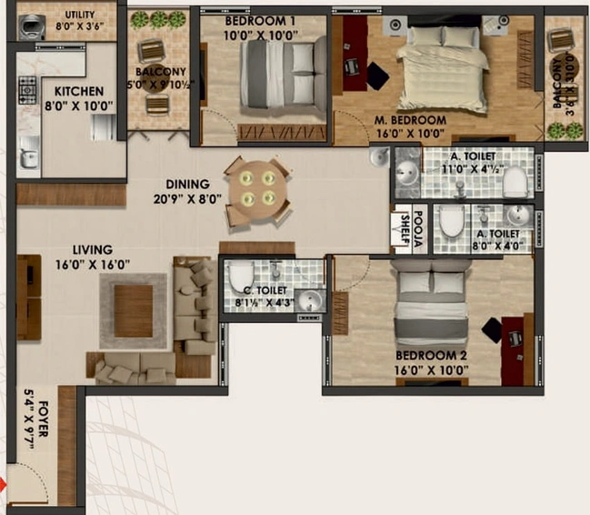3 BHK Flat in Ravi Murugaa Sai Gardenia in Peelamedu, Coimbatore - Image 737095