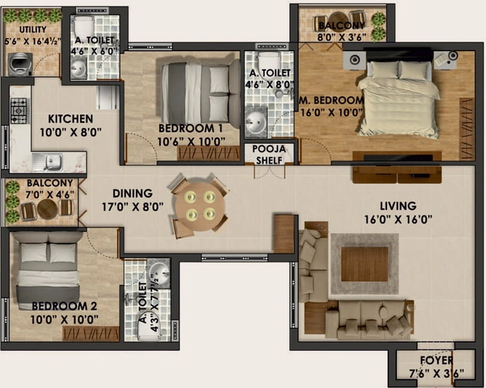 3 BHK Flat in Ravi Murugaa Sai Gardenia in Peelamedu, Coimbatore - Image 737094