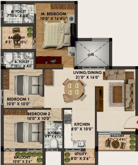 3 BHK Flat in Ravi Murugaa Sai Gardenia in Peelamedu, Coimbatore - Image 737093