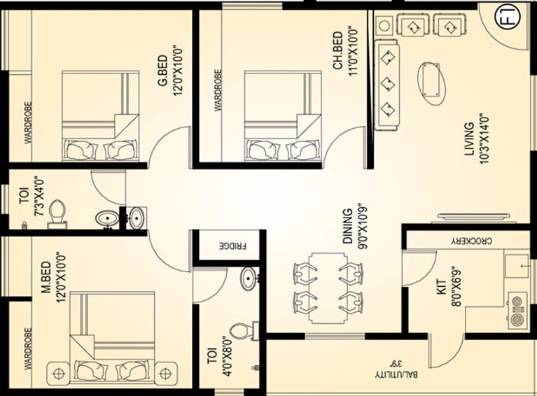 3 BHK Flat in Shree Anjali Geetanjali Towers in Madhurawada, Visakhapatnam - Image 489963
