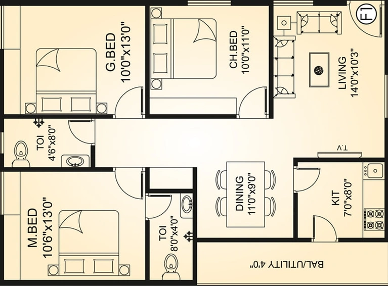 3 BHK Flat in Shree Anjali Geetanjali Towers in Madhurawada, Visakhapatnam - Image 489964