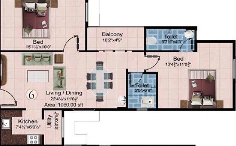 2 BHK Flat in Marutham Galaxy in Koundampalayam, Coimbatore - Image 443108