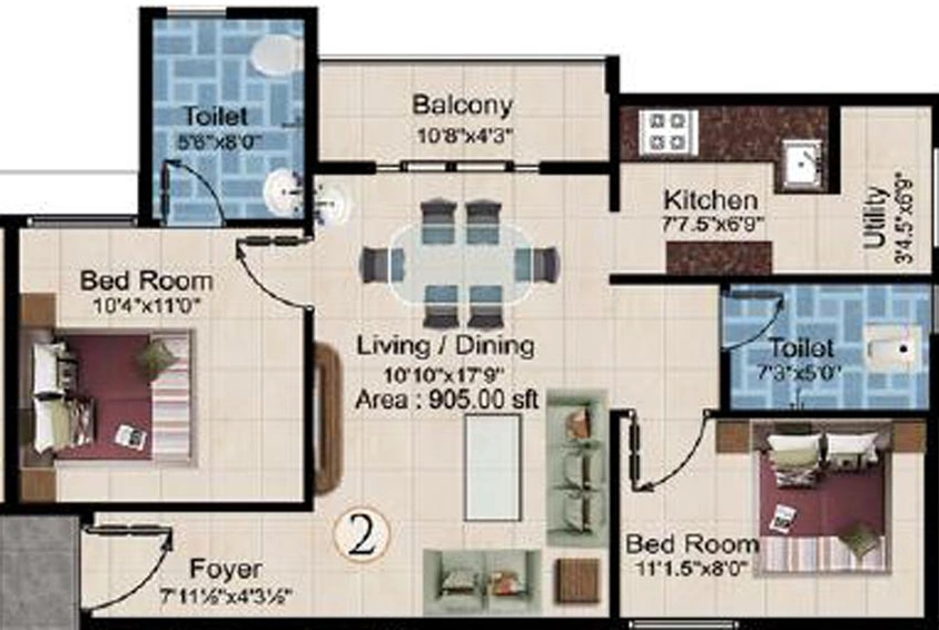 2 BHK Flat in Marutham Galaxy in Koundampalayam, Coimbatore - Image 443107