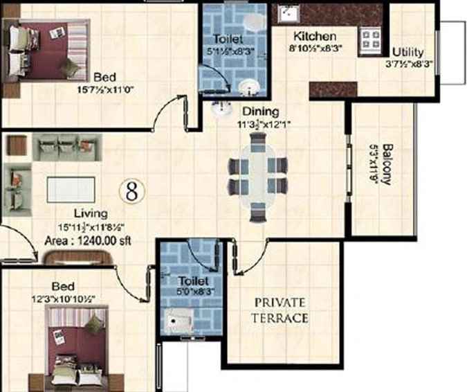 2 BHK Flat in Marutham Galaxy in Koundampalayam, Coimbatore - Image 443109