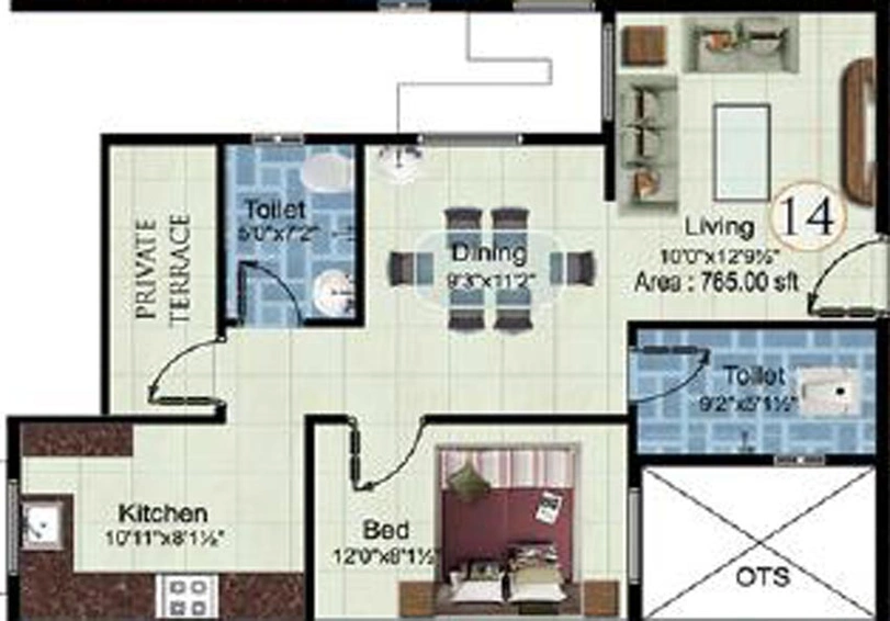 1 BHK Flat in Marutham Galaxy in Koundampalayam, Coimbatore - Image 443106