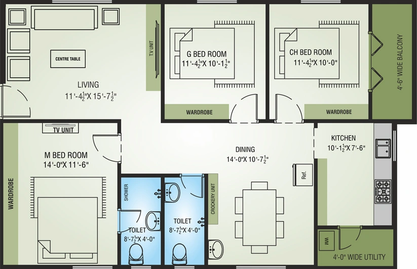 3 BHK Flat in Pan Venkayyamma Nilayam in Pothinamallayya Palem, Visakhapatnam - Image 490029