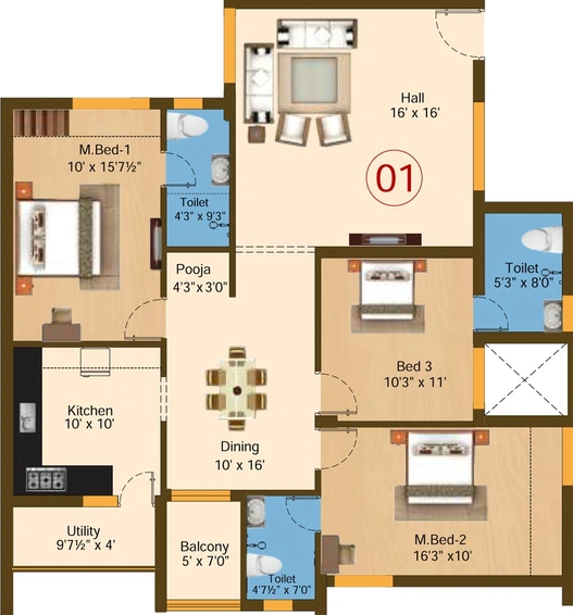 3 BHK Flat in Sree Daksha Yashus in Saravanampatti, Coimbatore - Image 414922