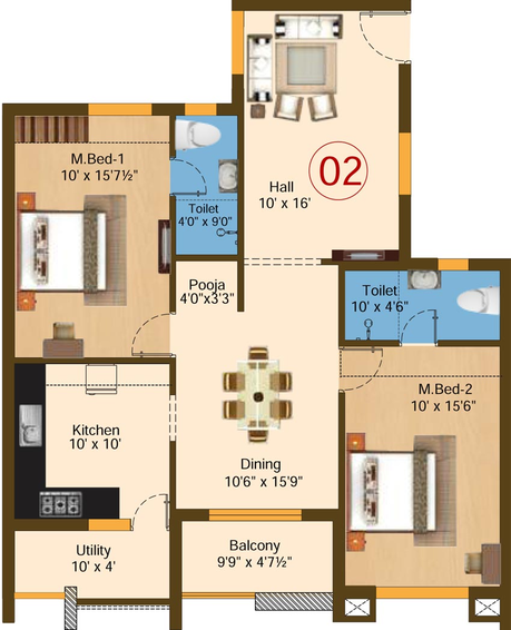 2 BHK Flat in Sree Daksha Yashus in Saravanampatti, Coimbatore - Image 414921