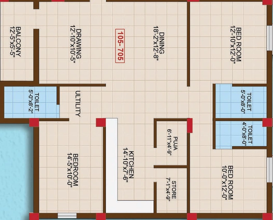 3 BHK Flat in Oro Emirates in Govindpur, Bhubaneswar - Image 385668