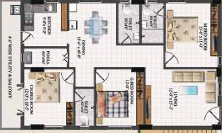3 BHK Flat in Flora Heights in Madhurawada, Visakhapatnam - Image 490158