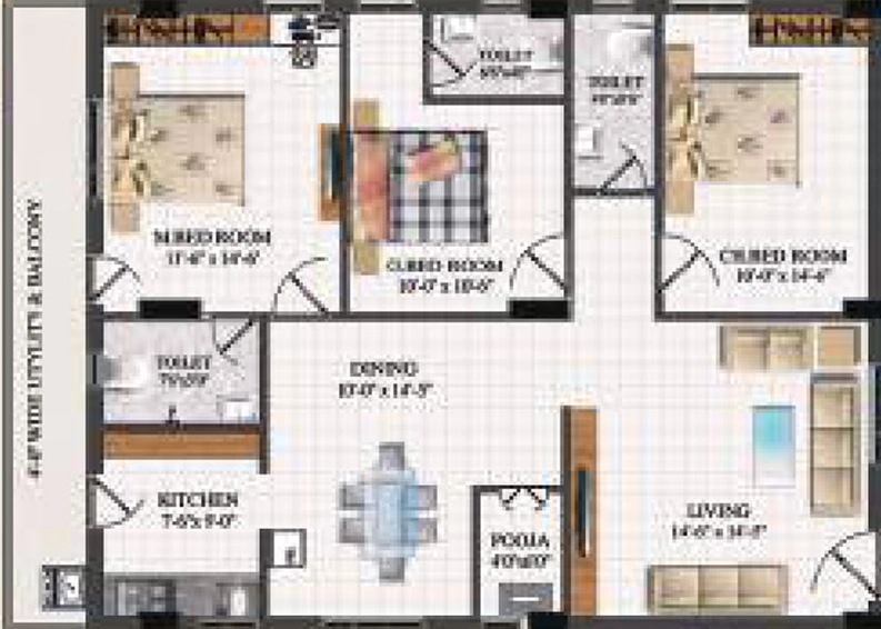 3 BHK Flat in Flora Heights in Madhurawada, Visakhapatnam - Image 490159
