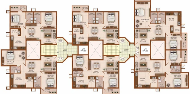 Floor Plan of PNR Tripti in Ganapathy, Coimbatore - Image 115076