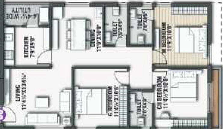 3 BHK Flat in KVR Luxe in Yendada, Visakhapatnam - Image 659207