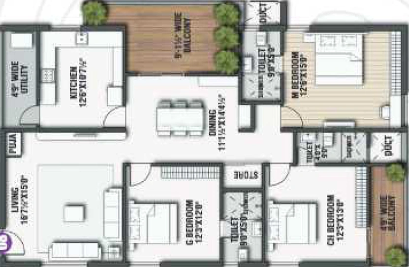 3 BHK Flat in KVR Luxe in Yendada, Visakhapatnam - Image 659211
