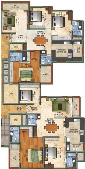 Floor Plan of Diamond City Vyoma in RS Puram, Coimbatore - Image 6986