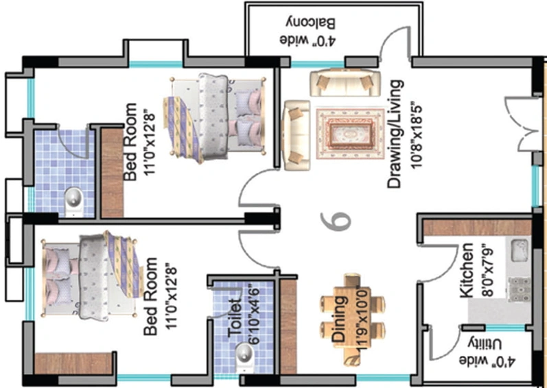 2 BHK Flat in Vaishno Heights in Kurmannapalem, Visakhapatnam - Image 490371