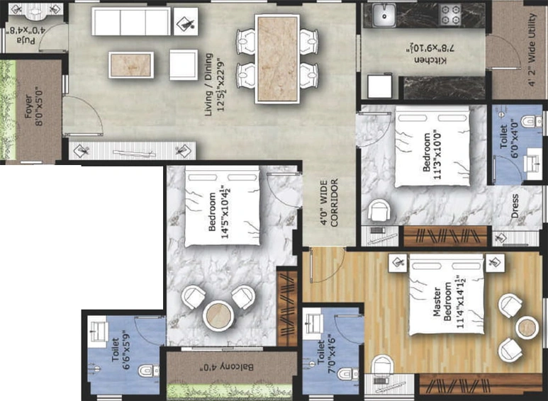 3 BHK Flat in Prime Shubham Residency in Chinnamushidiwada, Visakhapatnam - Image 490457