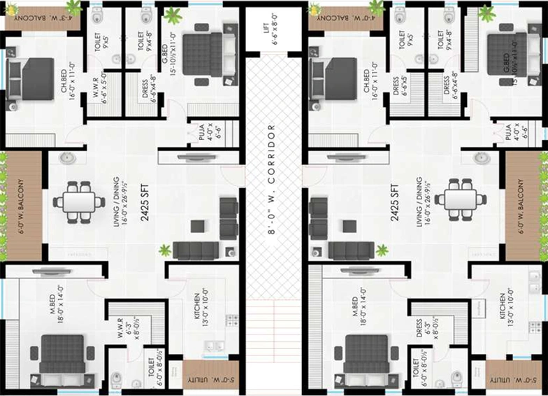 Floor Plan of SVR Sanctuary in Rushikonda, Visakhapatnam - Image 46070