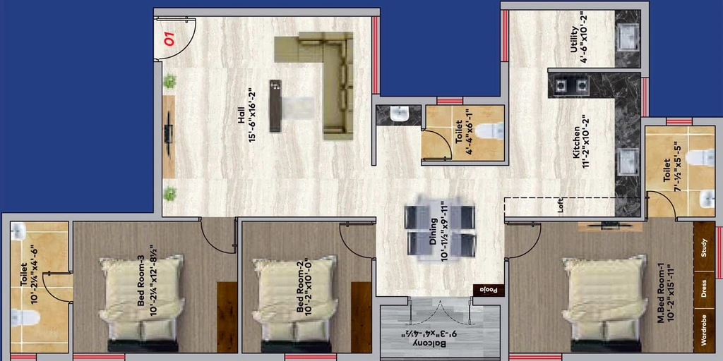 3 BHK Flat in VSK Aira in Singanallur, Coimbatore - Image 537219