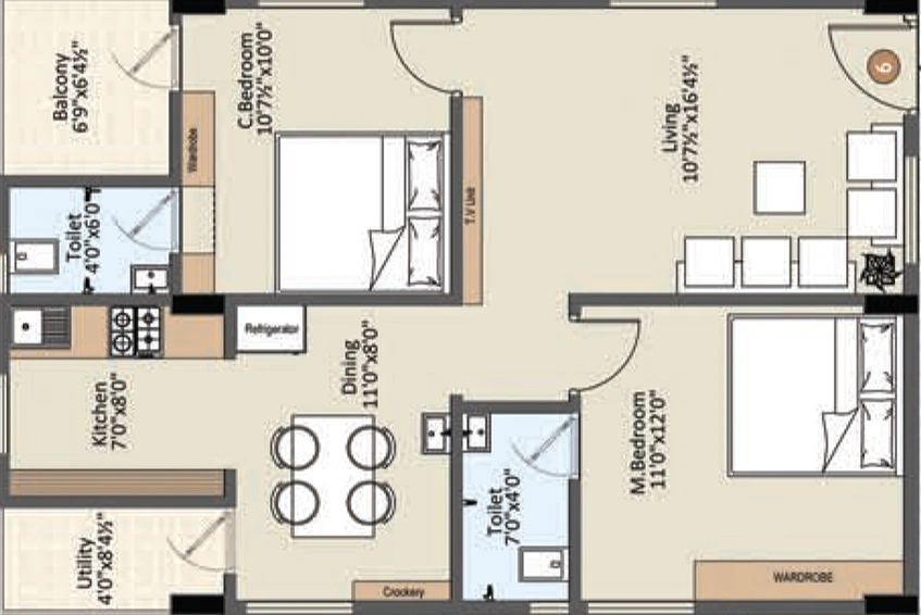2 BHK Flat in MSV Sree Venkateshwara Classic in Thagarapuvalasa, Visakhapatnam - Image 490617