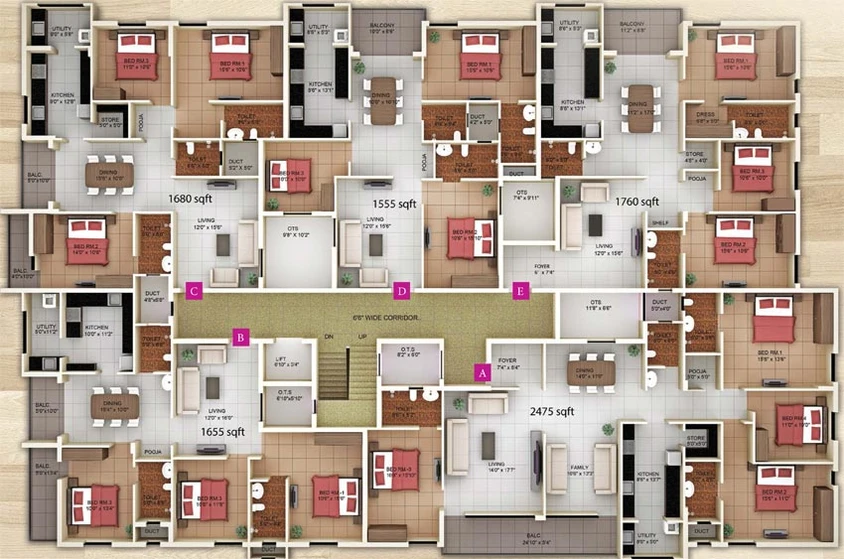 Floor Plan of Lumbodhara Orchid Grandeur in Saibaba Colony, Coimbatore - Image 7024