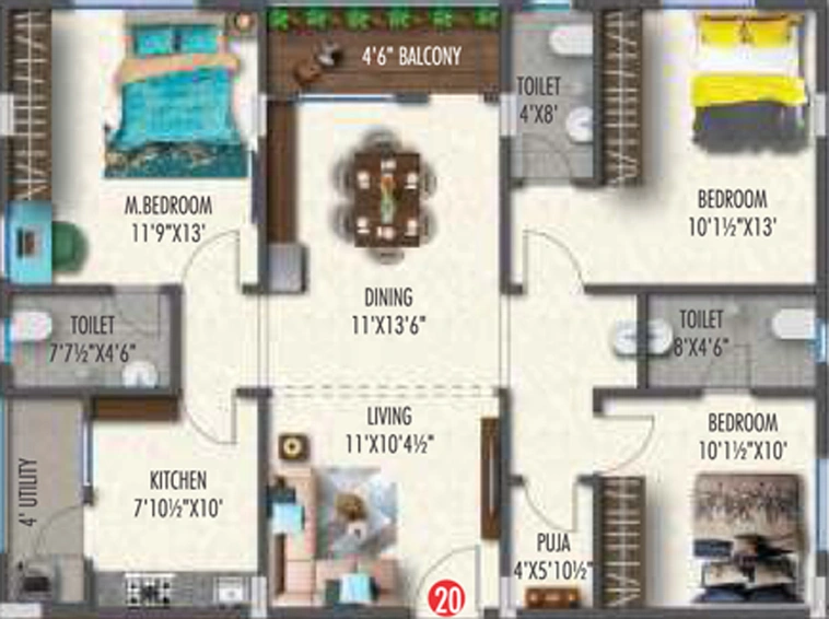 3 BHK Flat in Abhiram Iconic Towers in Atchutapuram, Visakhapatnam - Image 490776
