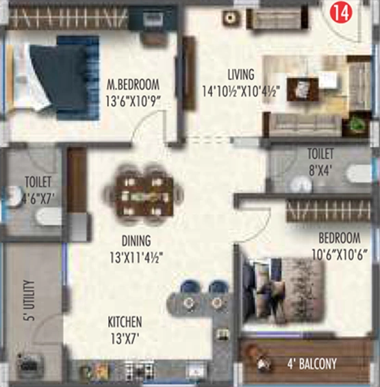 2 BHK Flat in Abhiram Iconic Towers in Atchutapuram, Visakhapatnam - Image 490774