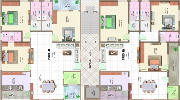 Floor Plan of Amrutha Sai Square in Yendada, Visakhapatnam - Image 46308