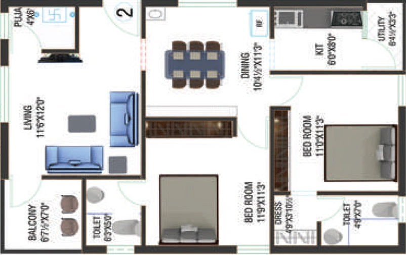 2 BHK Flat in Devaalaya Dhevasthal in Sujatha Nagar, Visakhapatnam - Image 491073