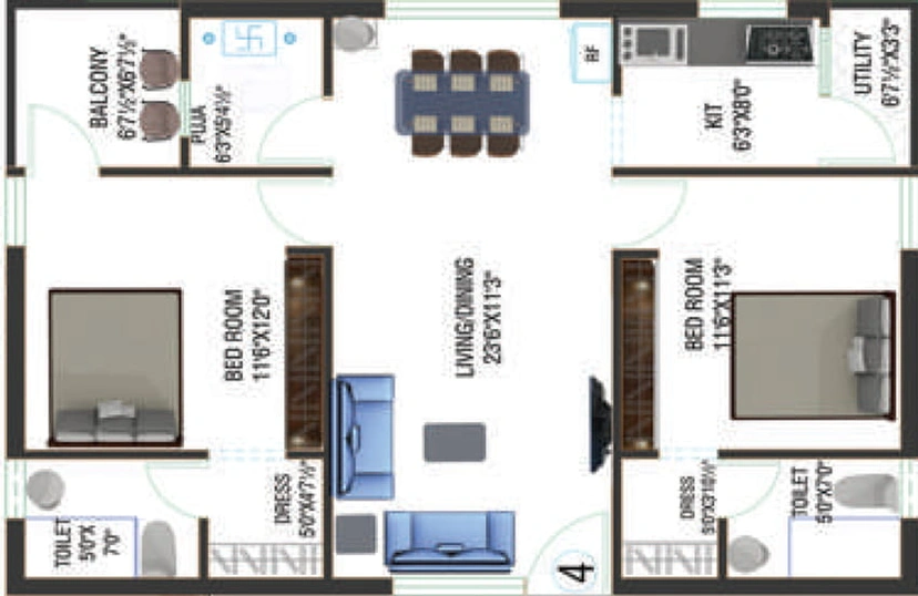 2 BHK Flat in Devaalaya Dhevasthal in Sujatha Nagar, Visakhapatnam - Image 491074