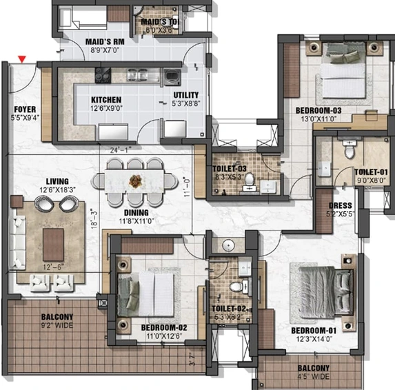 3 BHK Flat in Prestige Eden Gardens in Kalamassery, Kochi - Image 493108