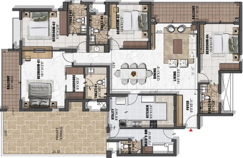 4 BHK Flat in Prestige Eden Gardens in Kalamassery, Kochi - Image 493110